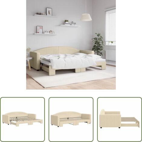 vidaXL Divano letto 2 in 1 -  Divano Letto con Letto Estraibile Crema 80x200 cm Tessuto