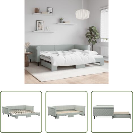 vidaXL Divano letto 2 in 1 -  Divano Letto con Letto Estraibile Grigio Chiaro 100x200 Velluto