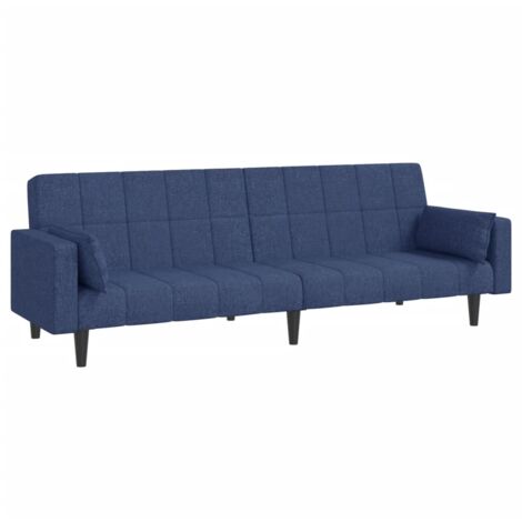 vidaXL Divano Letto a 2 Posti con 2 Cuscini Blu in Tessuto