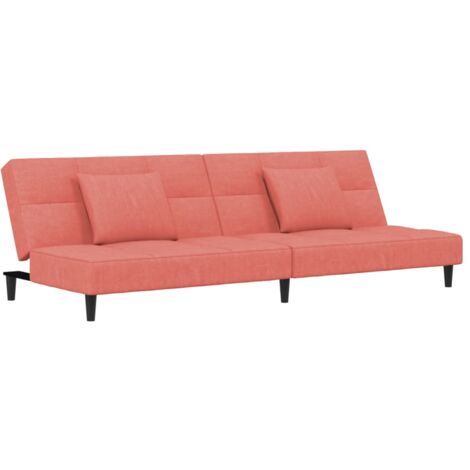 vidaXL Divano Letto a 2 Posti con 2 Cuscini Rosa in Velluto