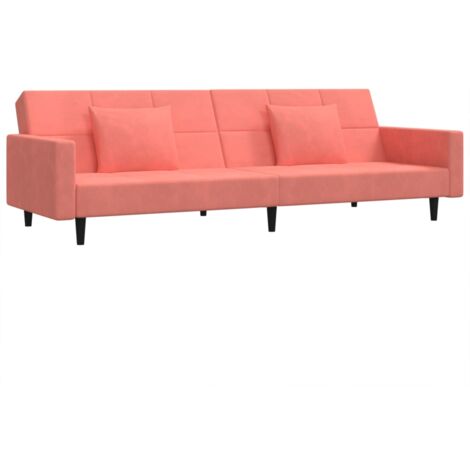 vidaXL Divano Letto a 2 Posti con 2 Cuscini Rosa in Velluto