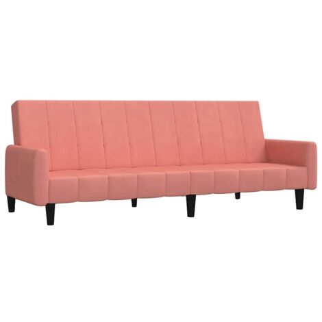 vidaXL Divano Letto a 2 Posti Rosa in Velluto