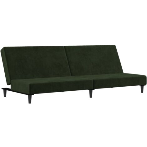 vidaXL Divano Letto a 2 Posti Verde Scuro in Velluto