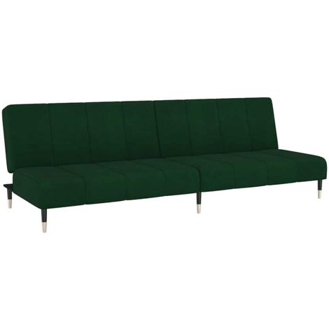 vidaXL Divano Letto a 2 Posti Verde Scuro in Velluto