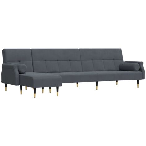vidaXL Divano Letto a L Grigio Scuro 271x140x70 cm in Velluto