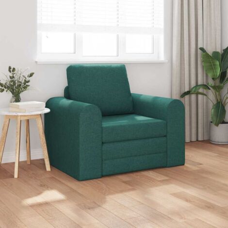 vidaXL Divano Letto a Pavimento 2-in-1 Verde Scuro 98x71x83 cm Tessuto