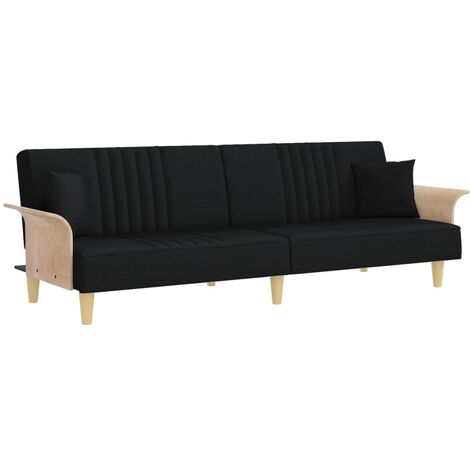 vidaXL Divano Letto con Braccioli Nero in Tessuto