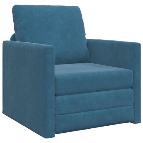 vidaXL Divano Letto con cuscino Blu 74 x 77 x 81 cm Velluto