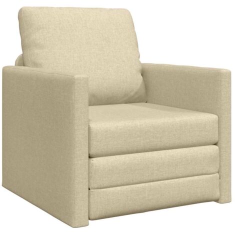 vidaXL Divano Letto con cuscino Crema 74 x 77 x 81 cm Tessuto