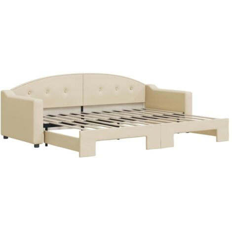vidaXL Divano Letto con Letto Estraibile Crema 80x200 cm Tessuto