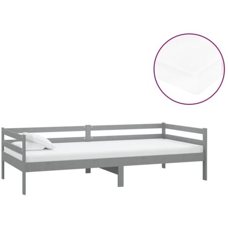 vidaXL Divano Letto con Materasso 90x200 cm Grigio in Legno di Pino