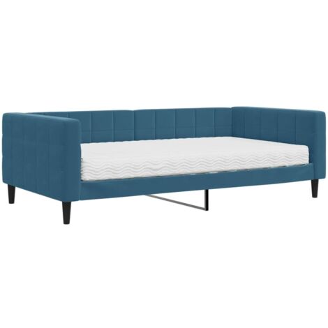 vidaXL Divano Letto con Materasso Blu 100x200 cm in Velluto