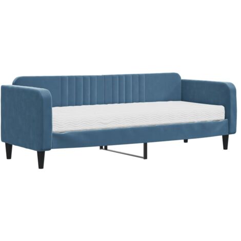 vidaXL Divano Letto con Materasso Blu 80x200 cm in Velluto