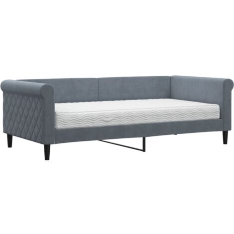 vidaXL Divano Letto con Materasso Grigio Scuro 90x190 cm in Velluto