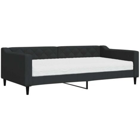 vidaXL Divano Letto con Materasso Nero 100x200 cm in Tessuto