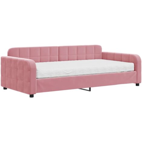 vidaXL Divano Letto con Materasso Rosa 100x200 cm in Velluto