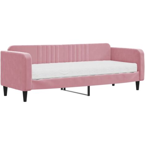 vidaXL Divano Letto con Materasso Rosa 80x200 cm in Velluto
