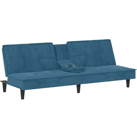 vidaXL Divano Letto con Portabicchieri in Velluto Blu