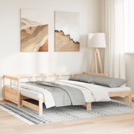 vidaXL Divano Letto con Rotelle e Materasso 80x200 cm in Legno di Pino