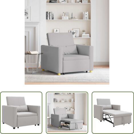 vidaXL Divano letto convertibile - Divano letto estraibile singolo Grigio nuvola 90 x 165 x 87 cm