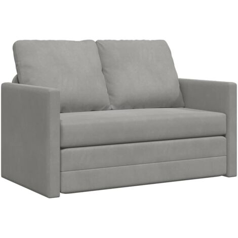 vidaXL Divano Letto da Terra 2 in 1 Grigio Chiaro 122x204x55cm Velluto