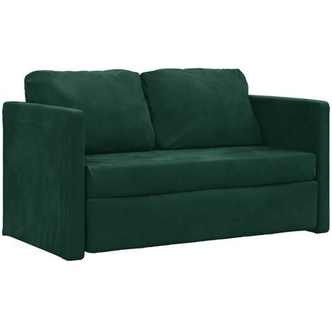 vidaXL Divano Letto da Terra 2 in 1 Verde Scuro 122x204x55 cm Velluto