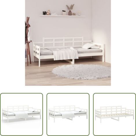 vidaXL Divano letto -  Dormeuse Bianca in Legno Massello di Pino 80x200 cm