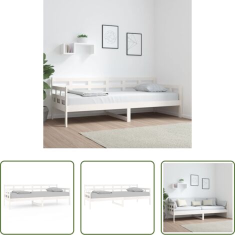 vidaXL Divano letto -  Dormeuse Bianca in Legno Massello di Pino 80x200 cm