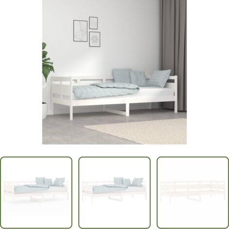 vidaXL Divano letto -  Dormeuse Bianca in Legno Massello di Pino 80x200 cm