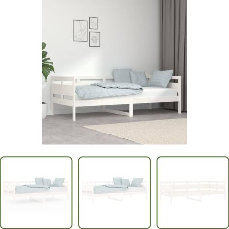vidaXL Divano letto -  Dormeuse Bianca in Legno Massello di Pino 90x200 cm