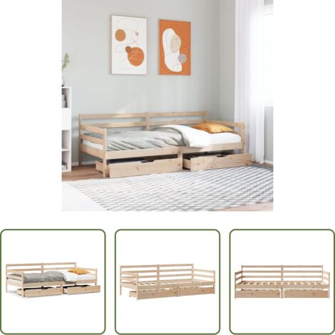 vidaXL Divano letto -  Dormeuse con Cassetti Bianca 80x200 cm Legno Massello di Pino
