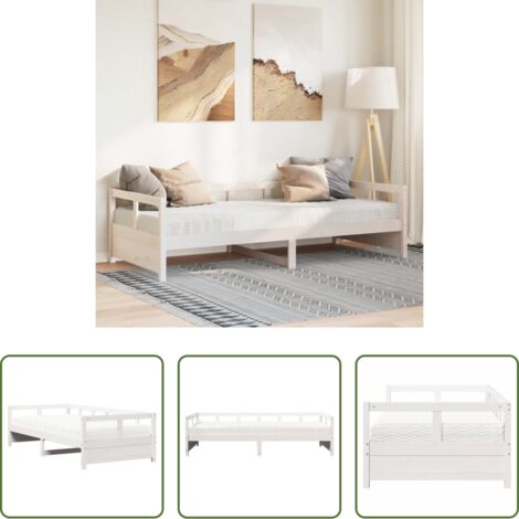 vidaXL Divano letto -  Dormeuse con Materasso Bianca 80x200 cm Legno Massello di Pino