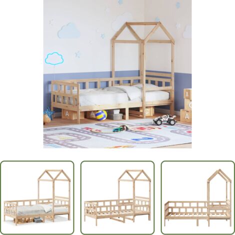 vidaXL Divano letto -  Dormeuse con Tetto 80x200 cm in Legno Massello di Pino