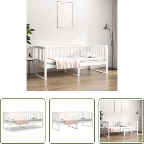vidaXL Divano letto -  Dormeuse senza Materasso Bianca 90x190 cm Legno Massello Pino