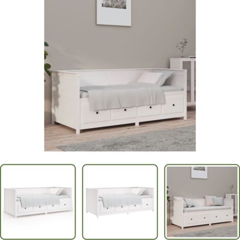 vidaXL Divano letto -  Dormeuse senza Materasso Bianca 90x190 cm Legno Massello Pino