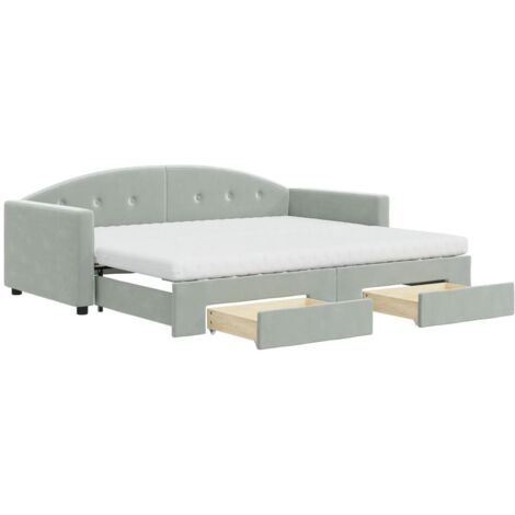 vidaXL Divano Letto Estraibile Cassetti Grigio Chiaro 90x190cm Velluto