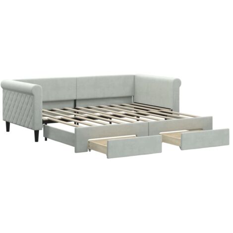 vidaXL Divano Letto Estraibile Cassetti Grigio Chiaro 90x190cm Velluto