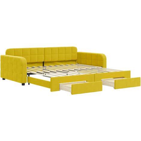 vidaXL Divano Letto Estraibile con Cassetti Giallo 100x200cm Velluto