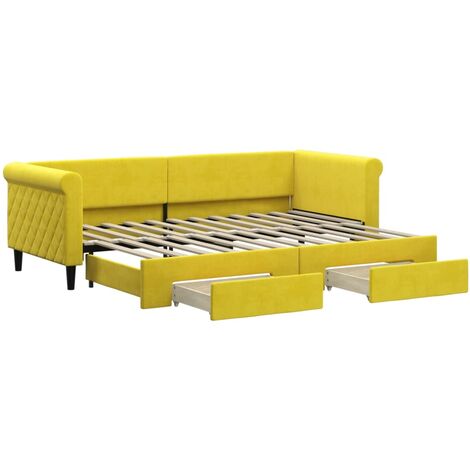 vidaXL Divano Letto Estraibile con Cassetti Giallo 80x200cm in Velluto
