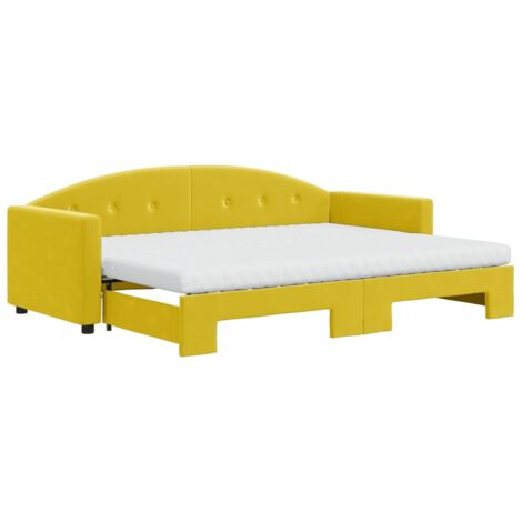 vidaXL Divano Letto Estraibile con Materassi Giallo 80x200 cm Velluto