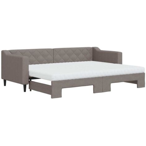 vidaXL Divano Letto Estraibile con Materassi Tortora 80x200 cm Tessuto