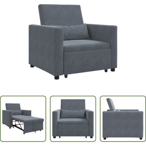 vidaXL Divano letto estraibile - Divano letto estraibile singolo Grigio scuro 90 x 165 x 87 cm