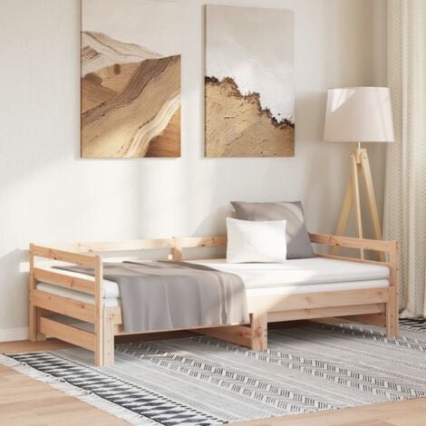 vidaXL Divano Letto Estraibile in Legno Massello di Pino 2x(90x200) cm
