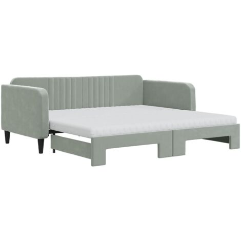 vidaXL Divano Letto Estraibile Materassi Grigio Chiaro 90x190 Velluto