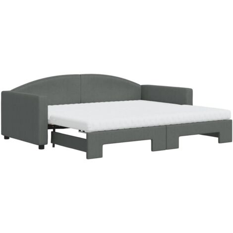 vidaXL Divano Letto Estraibile Materassi Grigio Scuro 90x190cm Tessuto