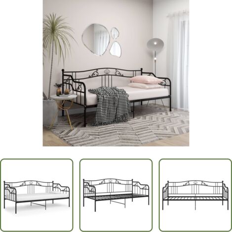 vidaXL Divano letto in metallo -  Divano Letto Telaio Nero in Metallo 90x200 cm