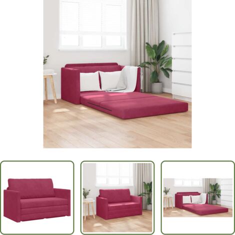 vidaXL Divano letto in velluto -  Divano letto 110cm Rosso Vino Velluto
