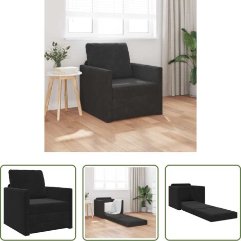 vidaXL Divano letto in velluto -  Divano letto Nero 74 x 77 x 81 cm Velluto