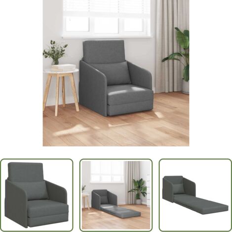 vidaXL Divano letto moderno -  Divano letto 60cm Grigio scuro Tessuto