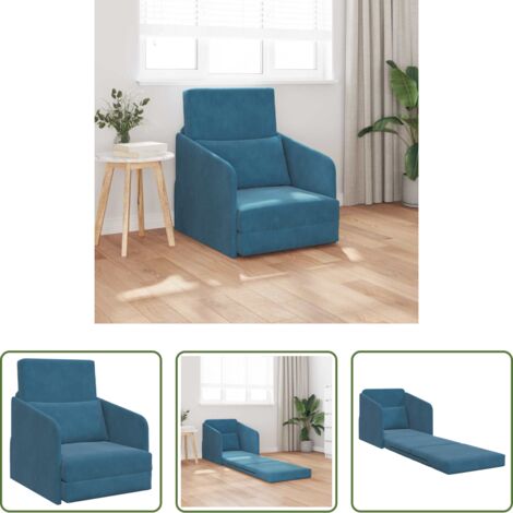 vidaXL Divano letto moderno -  Divano letto Blu 65 x 80 x 83 cm Velluto